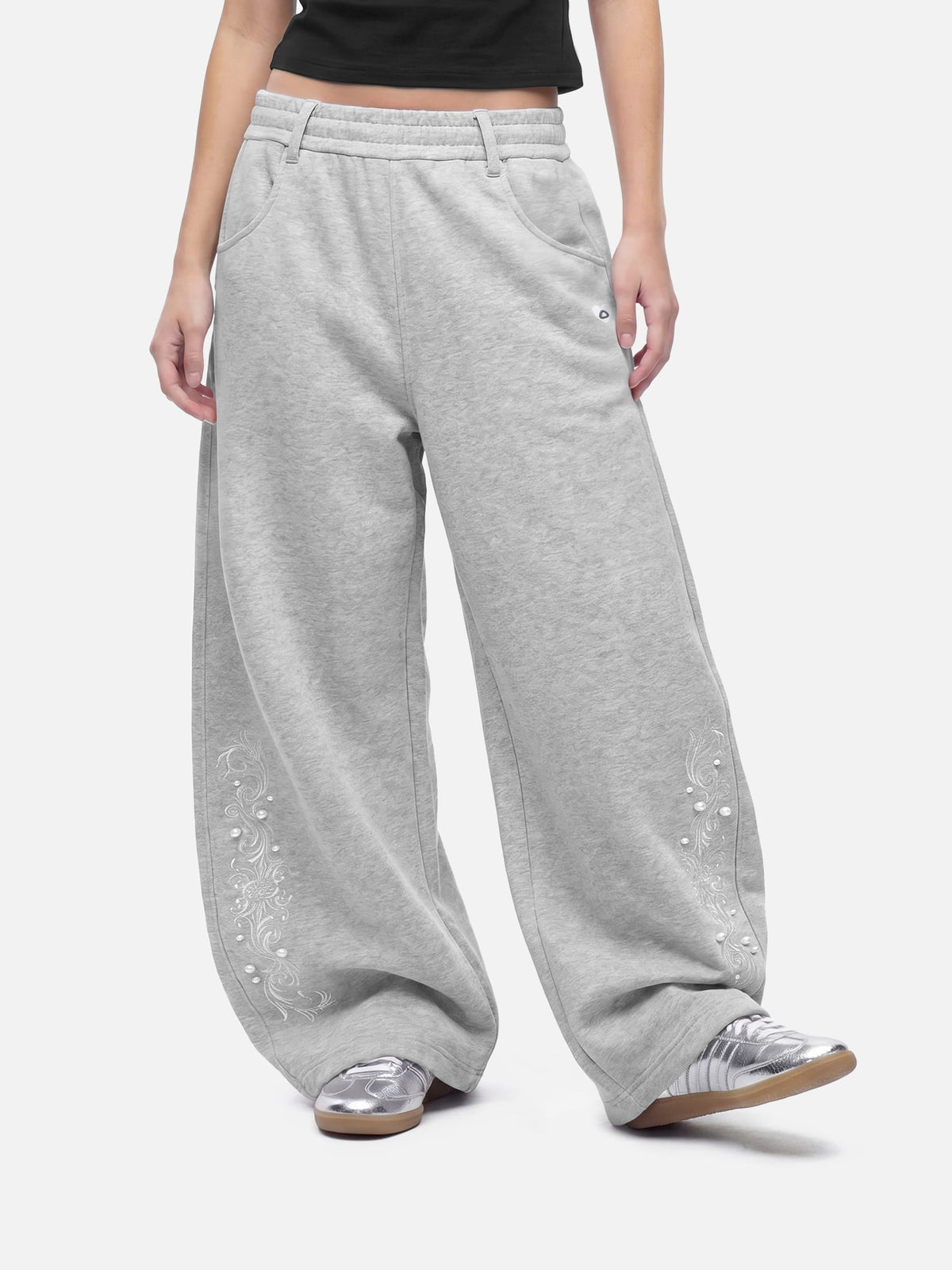 Aelfric Eden Embroidered Pearl Baggy Barrel Sweatpants