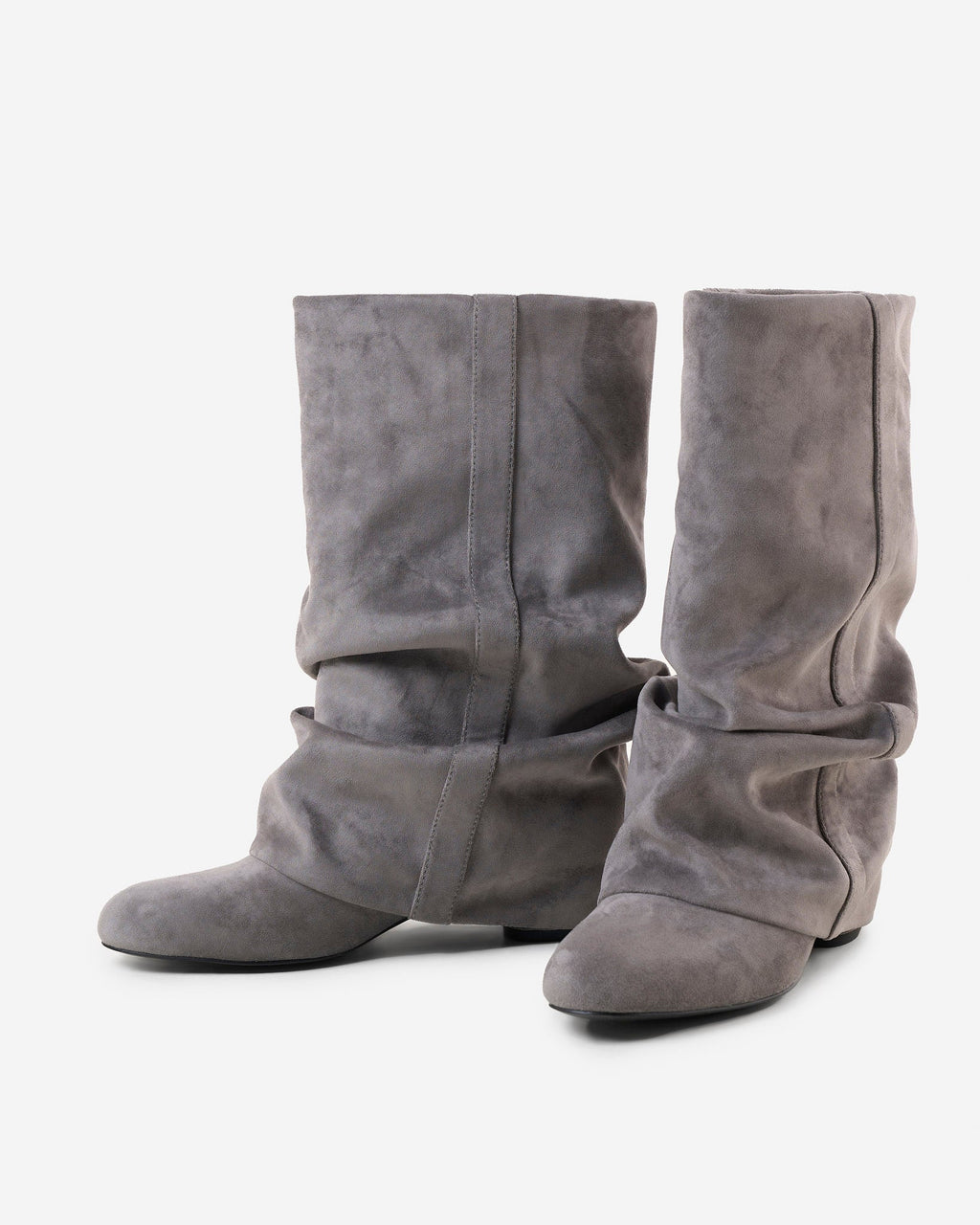 Emilia Slouchy Suede Boots - Grey