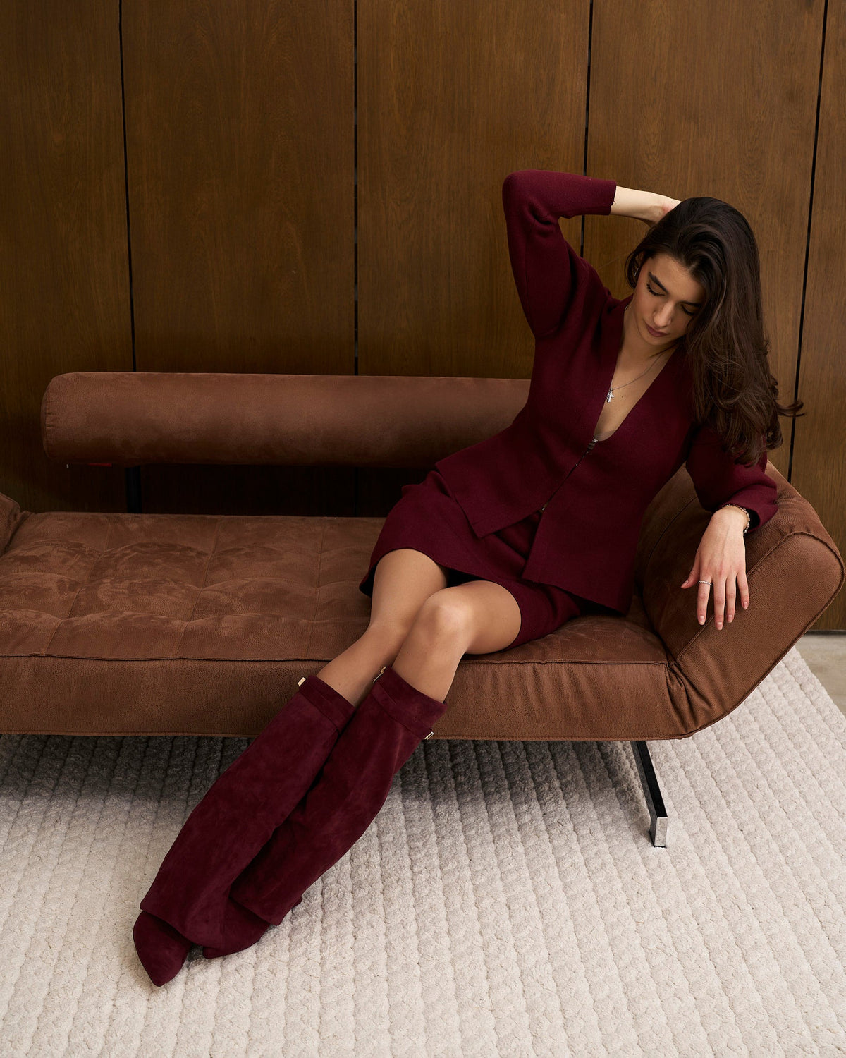 Lavista Suede knee high boots - Burgundy