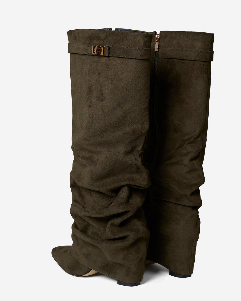 Lavista Slouchy Suede knee high boots - Olive green