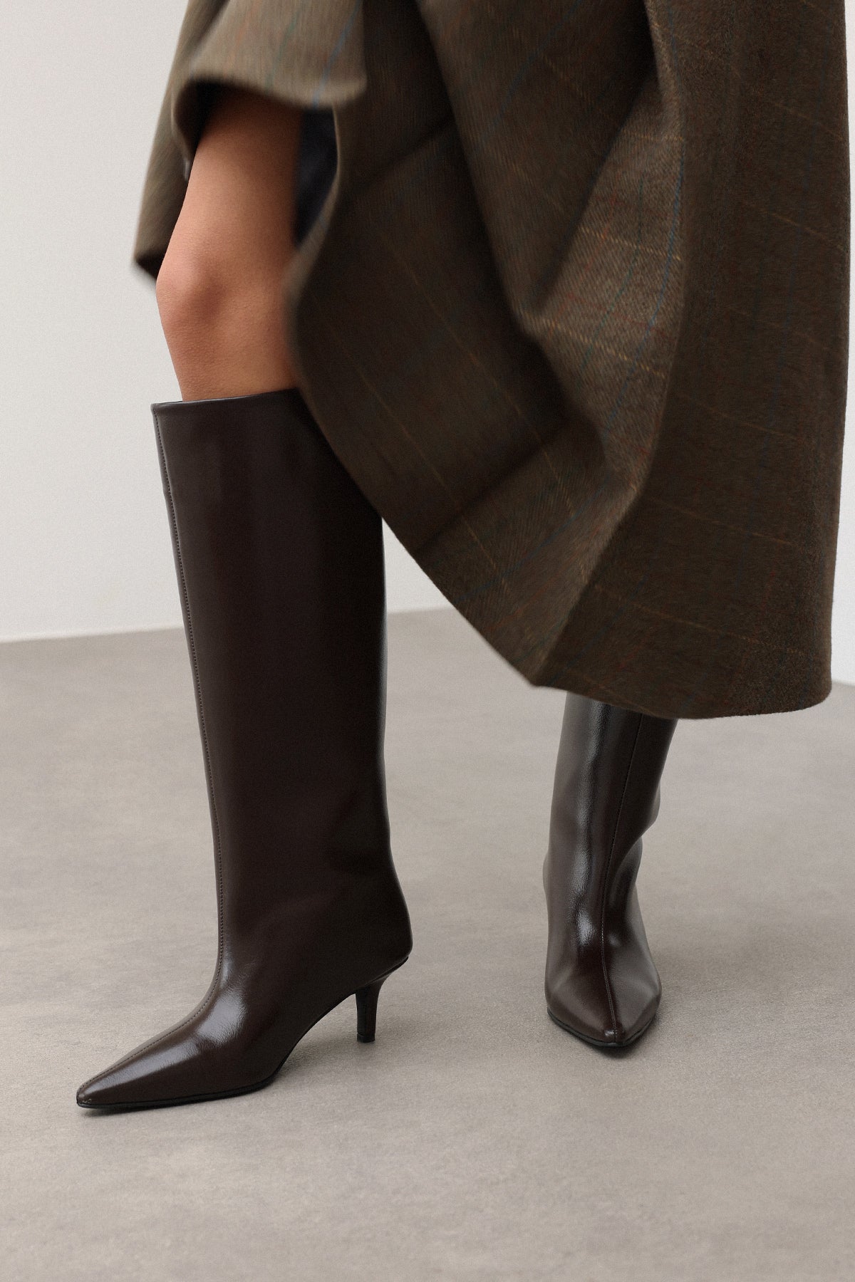 Mona Leather knee high boots - Dark Brown