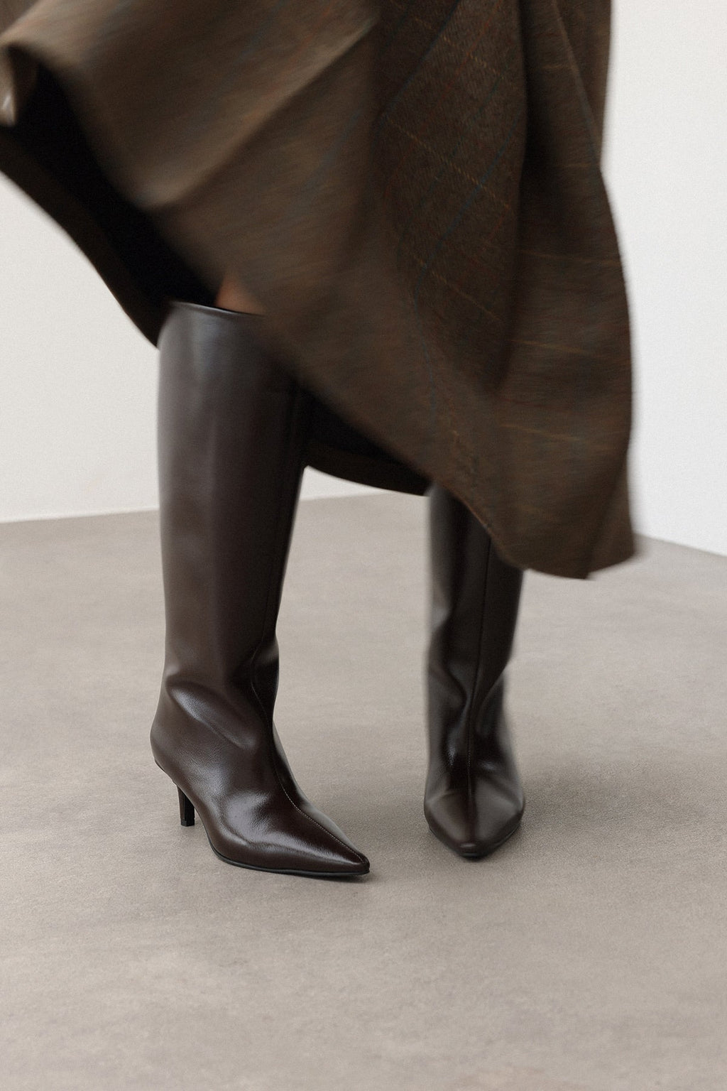Mona Leather knee high boots - Dark Brown